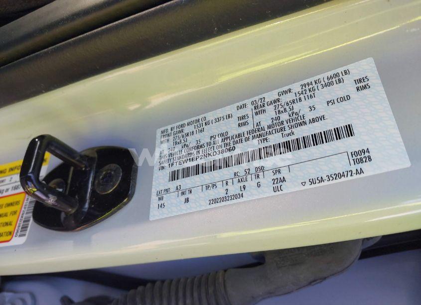 Photo 9 of 2022 Ford F-150 XL (VIN 1FTEW1EP2NKD38060)