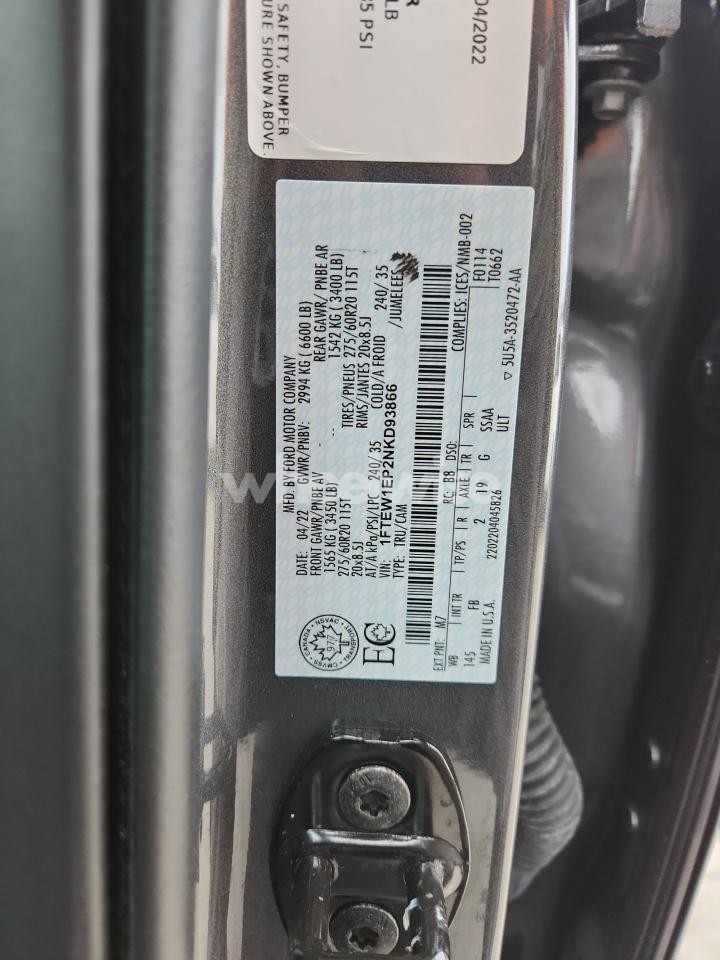 Photo 12 of 2022 FORD F150 SUPERCREW (VIN 1FTEW1EP2NKD93866)