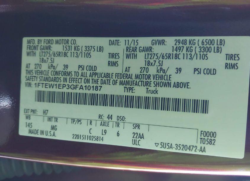 Photo 9 of 2016 Ford F-150 XLT (VIN 1FTEW1EP3GFA10187)