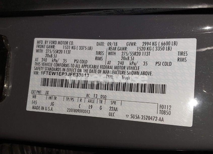 Photo 9 of 2018 Ford F-150 XL (VIN 1FTEW1EP3JFE33813)