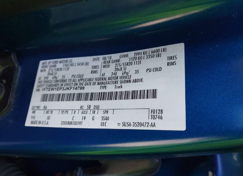 Photo 9 of 2018 Ford F-150 XL (VIN 1FTEW1EP3JKF14799)