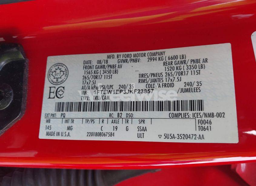 Photo 9 of 2018 Ford F-150 XLT (VIN 1FTEW1EP3JKF23857)