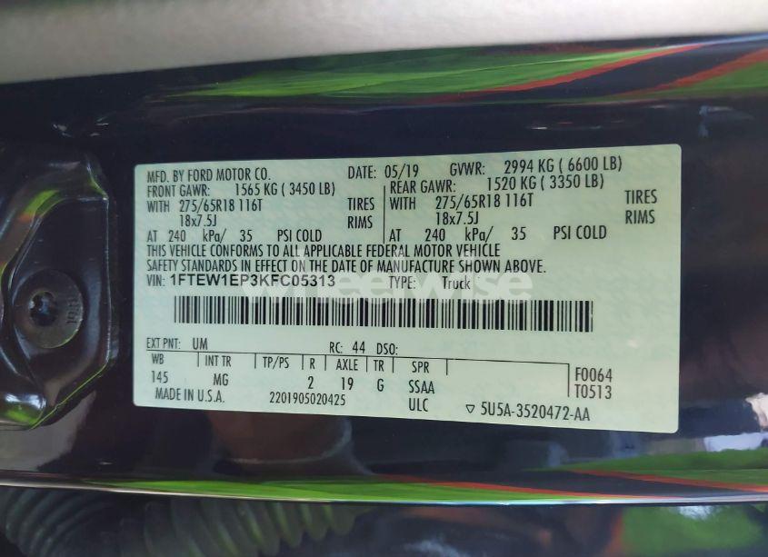 Photo 9 of 2019 Ford F-150 XLT (VIN 1FTEW1EP3KFC05313)