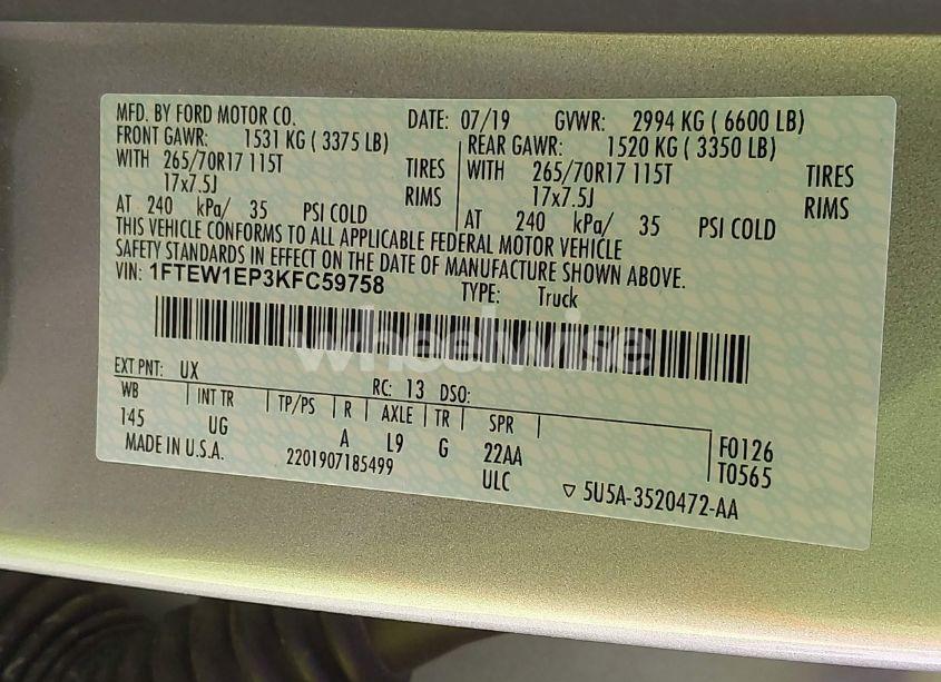 Photo 9 of 2019 Ford F-150 XLT (VIN 1FTEW1EP3KFC59758)