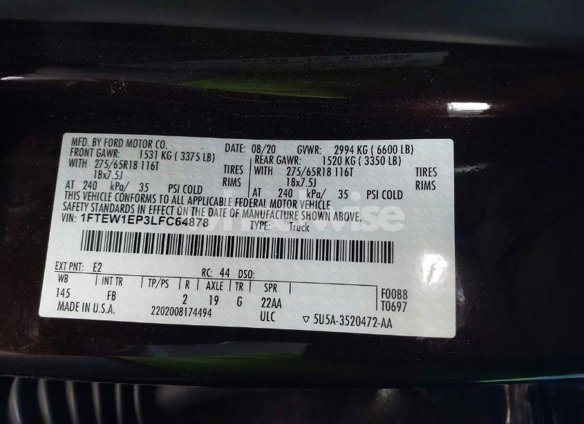 Photo 9 of 2020 Ford F-150 XLT (VIN 1FTEW1EP3LFC64878)