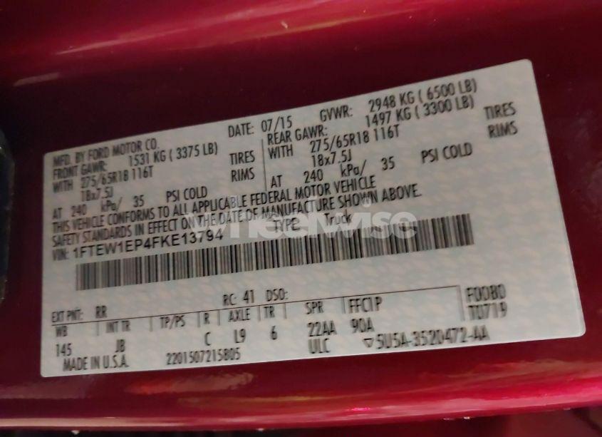 Photo 9 of 2015 Ford F-150 XLT (VIN 1FTEW1EP4FKE13794)