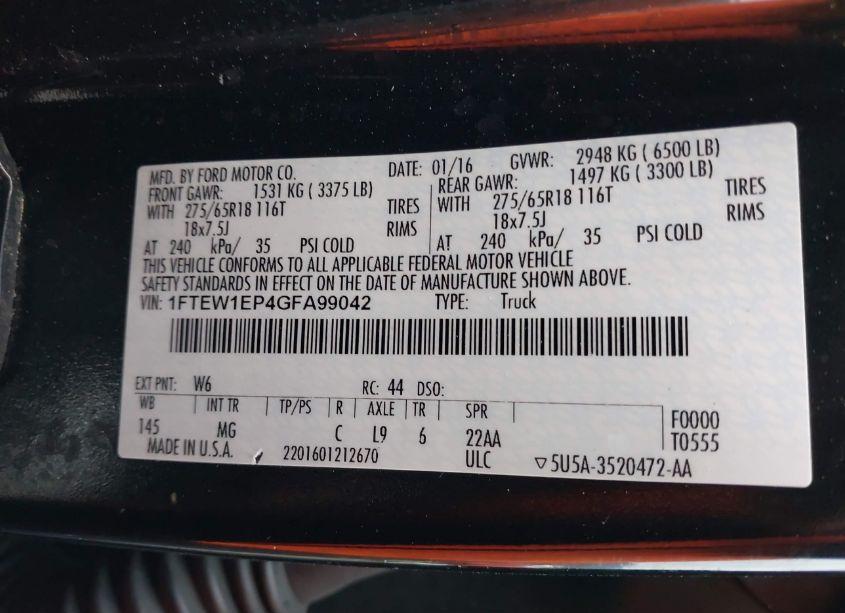 Photo 9 of 2016 Ford F-150 XLT (VIN 1FTEW1EP4GFA99042)