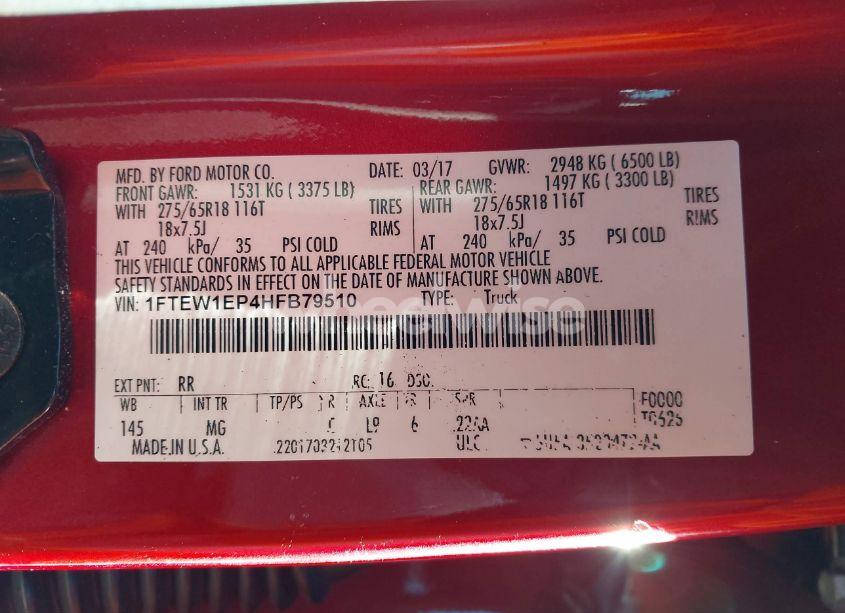Photo 9 of 2017 Ford F-150 XLT (VIN 1FTEW1EP4HFB79510)