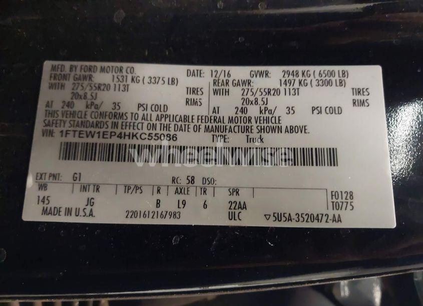 Photo 9 of 2017 Ford F-150 XL (VIN 1FTEW1EP4HKC55086)