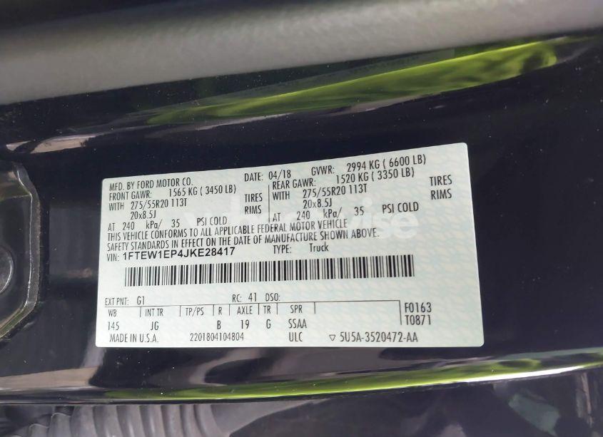 Photo 9 of 2018 Ford F-150 XL (VIN 1FTEW1EP4JKE28417)