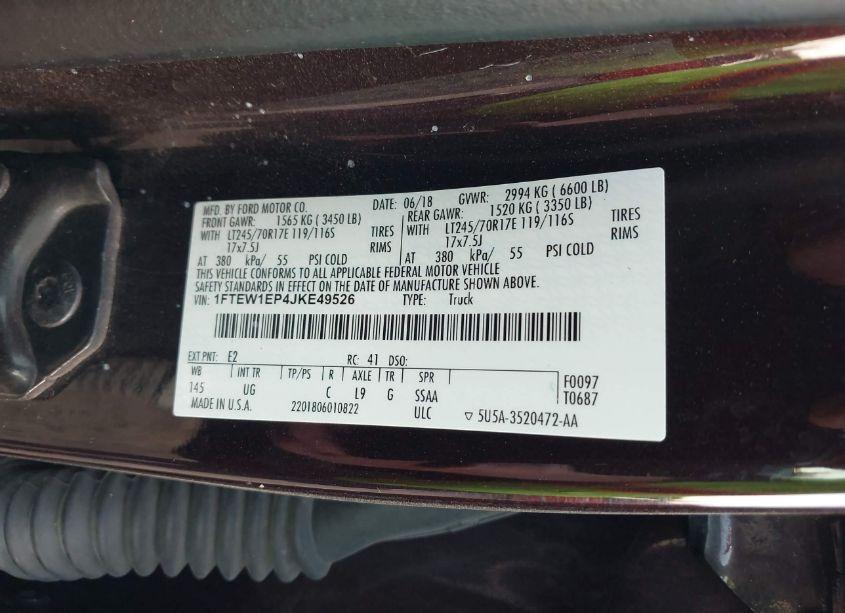 Photo 9 of 2018 Ford F-150 XLT (VIN 1FTEW1EP4JKE49526)