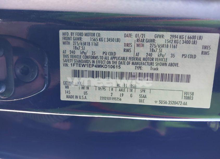 Photo 9 of 2021 Ford F-150 XLT (VIN 1FTEW1EP4MKD10615)