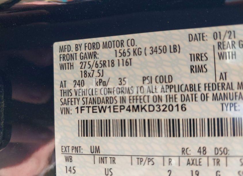 Photo 9 of 2021 Ford F-150 XLT (VIN 1FTEW1EP4MKD32016)