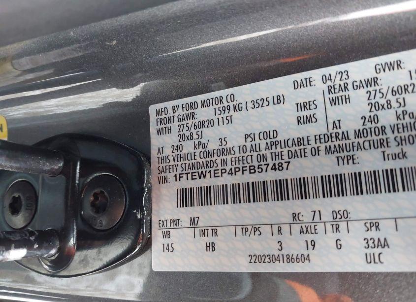 Photo 9 of 2023 Ford F-150 LARIAT (VIN 1FTEW1EP4PFB57487)