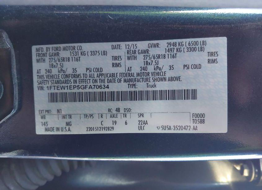 Photo 9 of 2016 Ford F-150 XLT (VIN 1FTEW1EP5GFA70634)