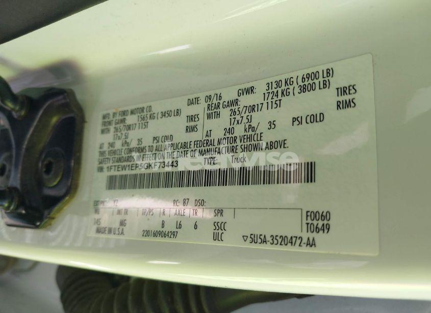 Photo 9 of 2016 Ford F-150 XLT (VIN 1FTEW1EP5GKF73443)