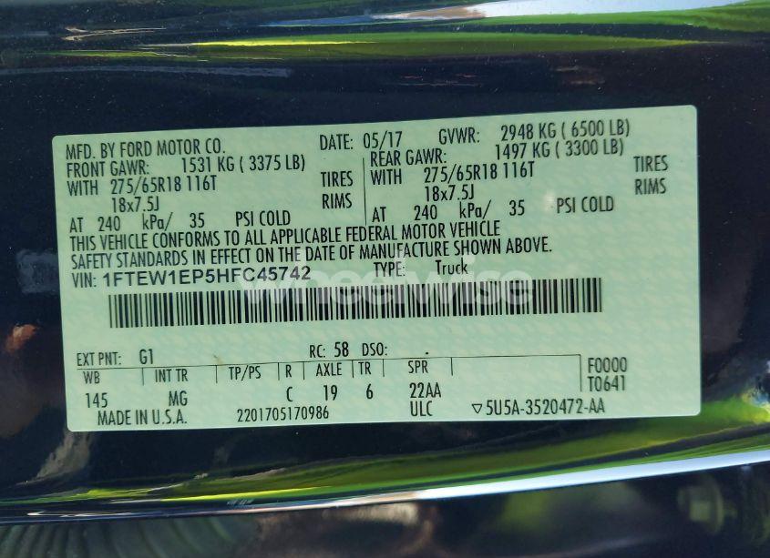 Photo 9 of 2017 Ford F-150 XLT (VIN 1FTEW1EP5HFC45742)