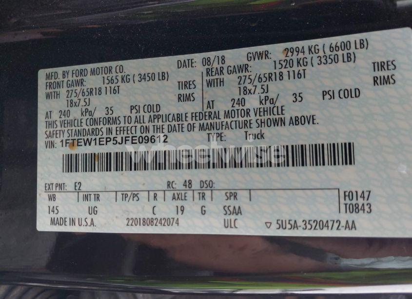 Photo 9 of 2018 Ford F-150 XLT (VIN 1FTEW1EP5JFE09612)