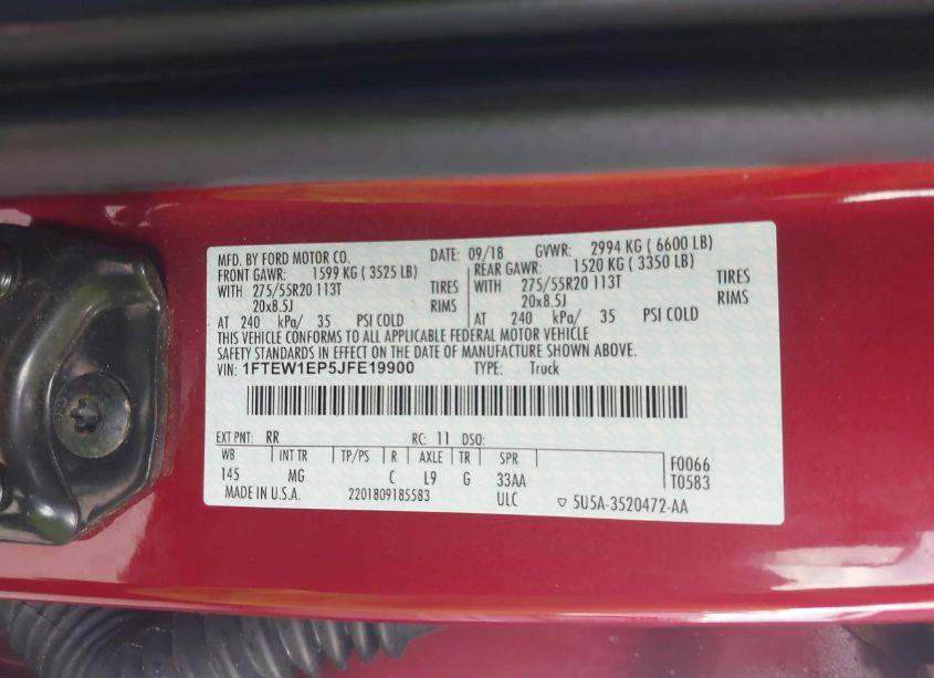 Photo 9 of 2018 Ford F-150 XLT (VIN 1FTEW1EP5JFE19900)