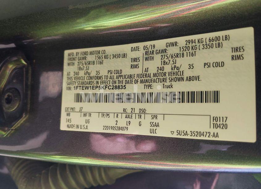 Photo 9 of 2019 Ford F-150 XLT (VIN 1FTEW1EP5KFC28835)