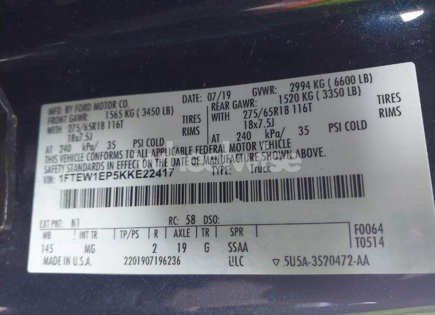 Photo 9 of 2019 Ford F-150 XLT (VIN 1FTEW1EP5KKE22417)