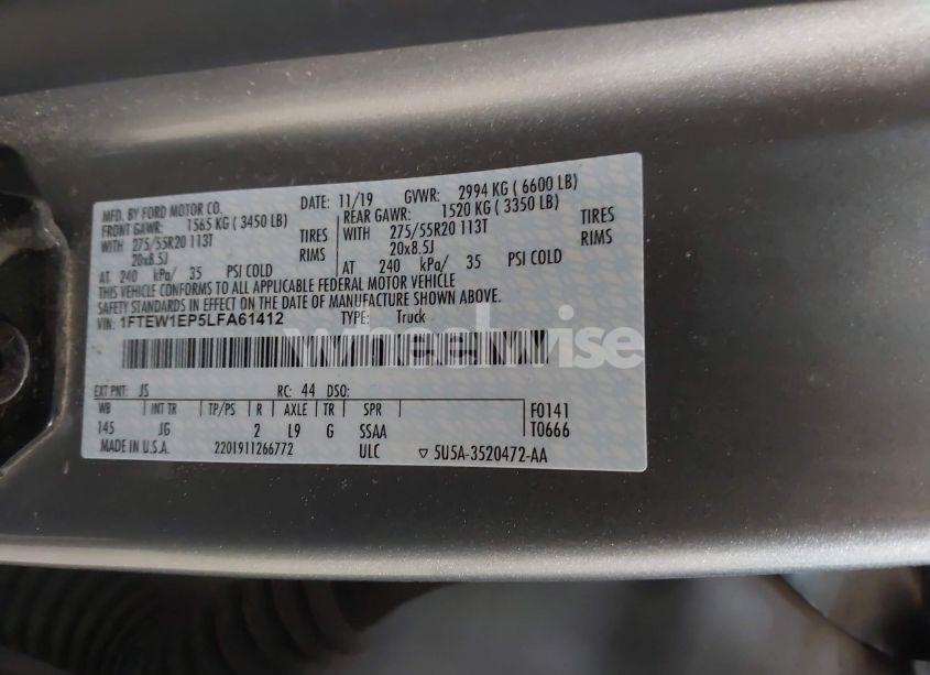 Photo 9 of 2020 Ford F-150 XL (VIN 1FTEW1EP5LFA61412)