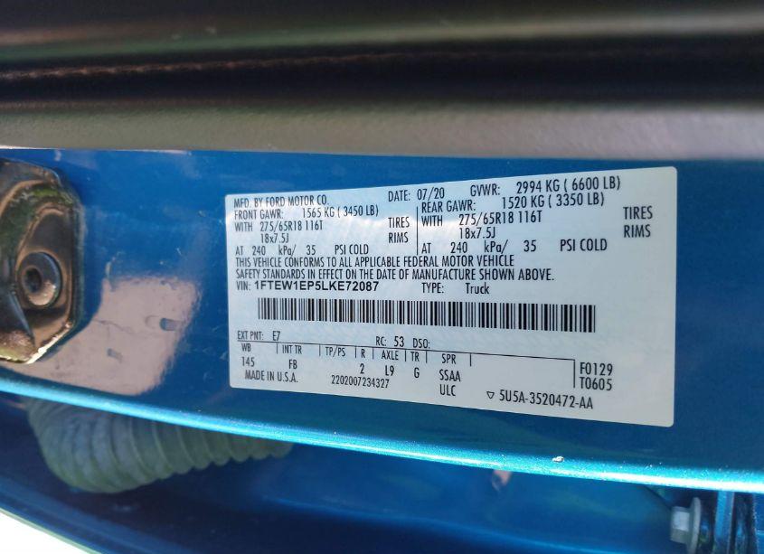 Photo 9 of 2020 Ford F-150 XLT (VIN 1FTEW1EP5LKE72087)