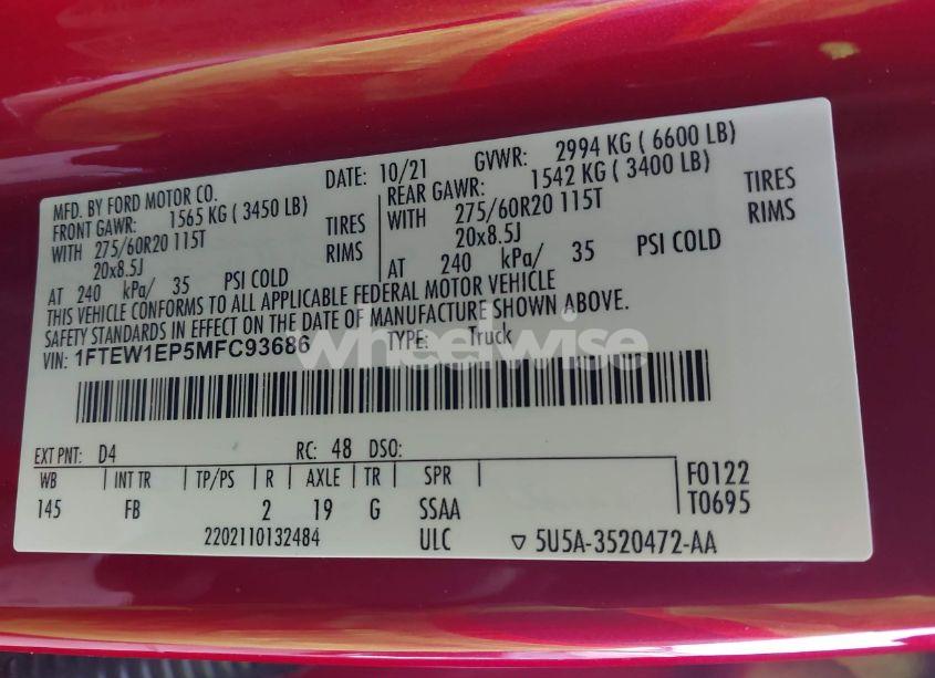 Photo 9 of 2021 Ford F-150 XLT (VIN 1FTEW1EP5MFC93686)