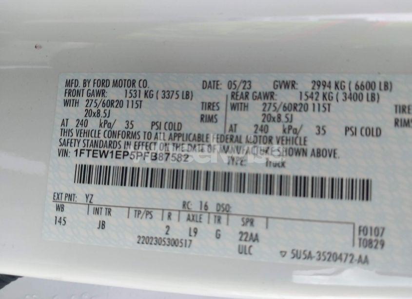 Photo 9 of 2023 Ford F-150 XL (VIN 1FTEW1EP5PFB87582)