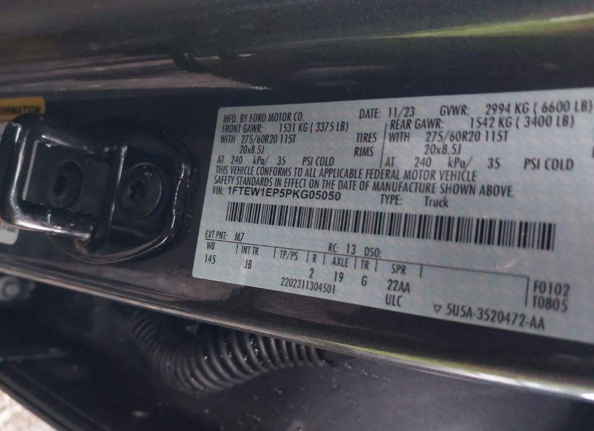 Photo 9 of 2023 Ford F-150 XL (VIN 1FTEW1EP5PKG05050)