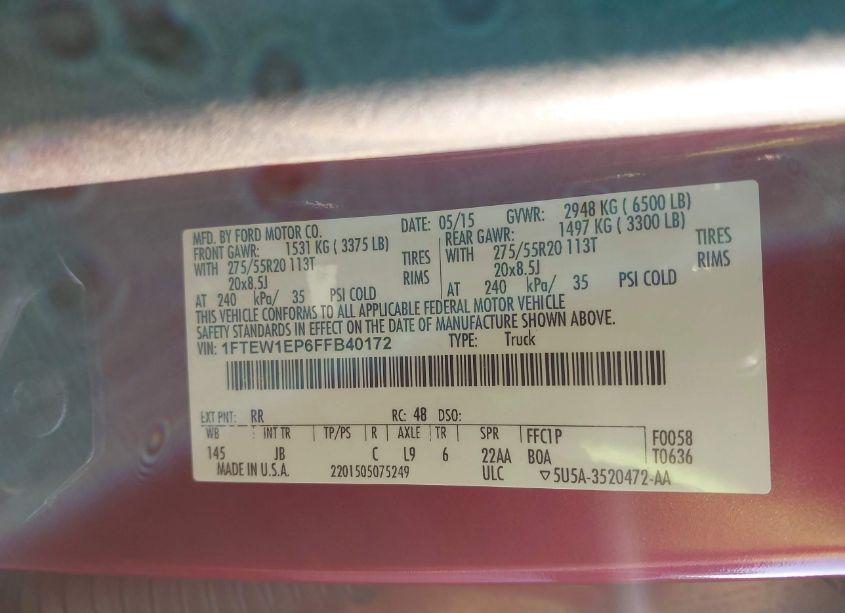 Photo 9 of 2015 Ford F-150 XLT (VIN 1FTEW1EP6FFB40172)