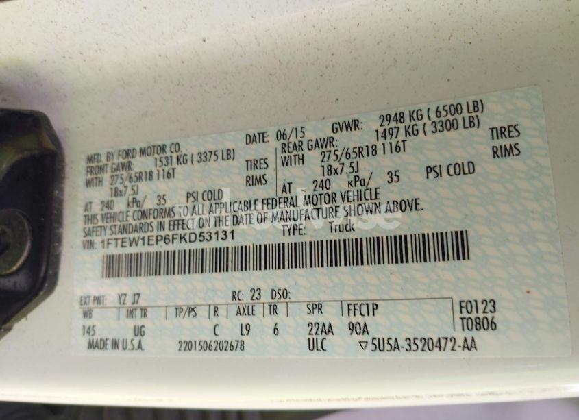 Photo 9 of 2015 Ford F-150 XLT (VIN 1FTEW1EP6FKD53131)