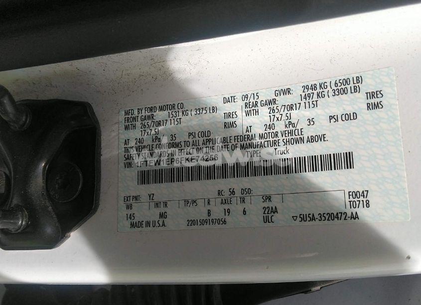 Photo 9 of 2015 Ford F-150 XLT (VIN 1FTEW1EP6FKE74256)