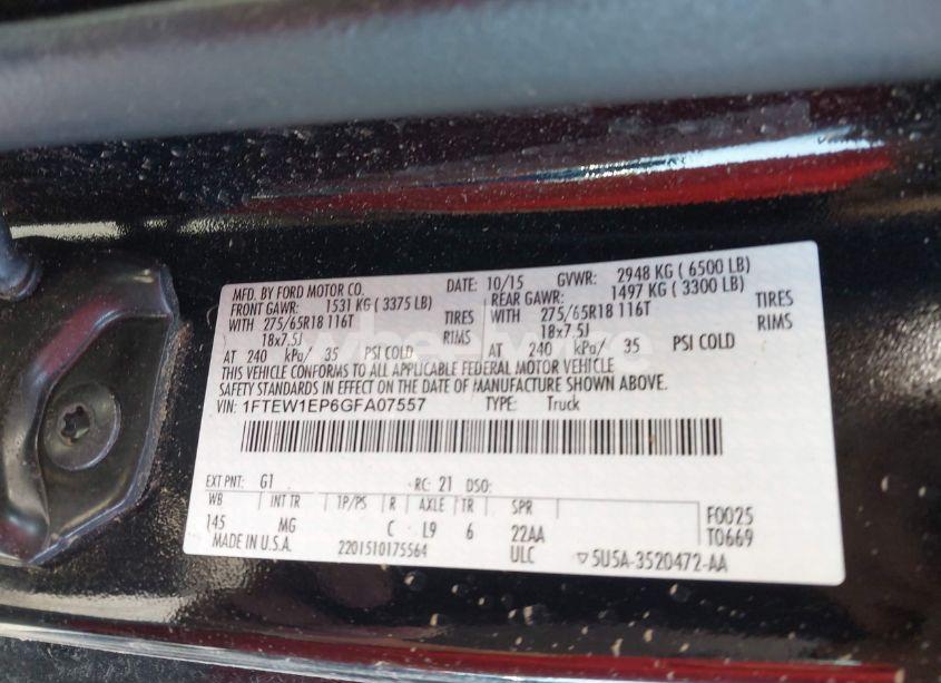 Photo 9 of 2016 Ford F-150 XLT (VIN 1FTEW1EP6GFA07557)