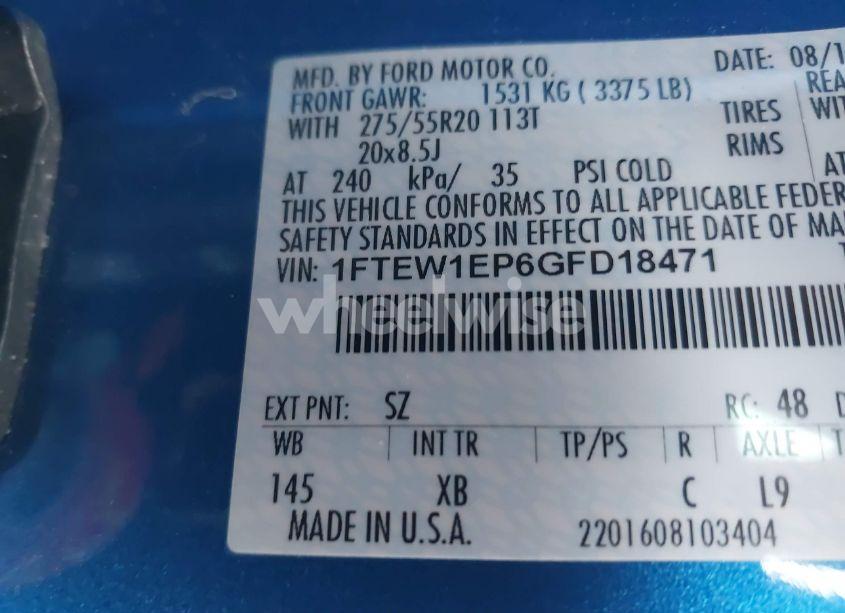 Photo 9 of 2016 Ford F-150 XLT (VIN 1FTEW1EP6GFD18471)