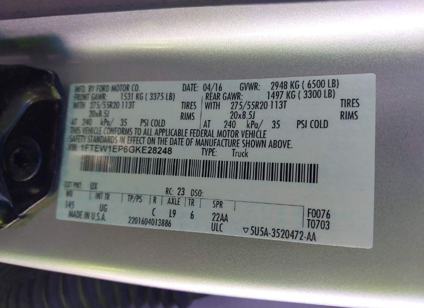 Photo 9 of 2016 Ford F-150 XLT (VIN 1FTEW1EP6GKE28248)