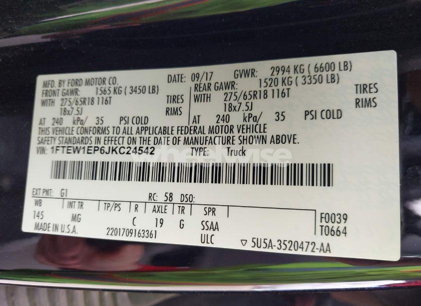 Photo 9 of 2018 Ford F-150 XLT (VIN 1FTEW1EP6JKC24542)