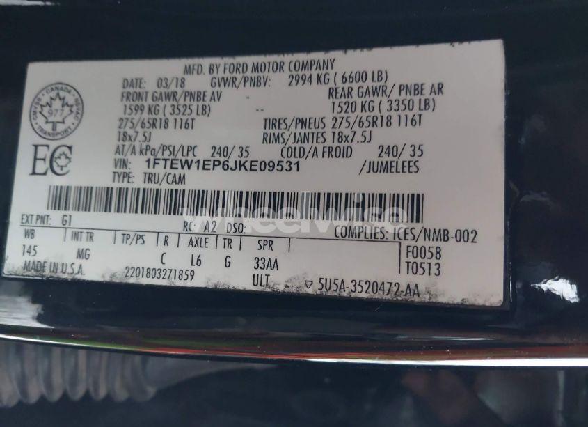 Photo 9 of 2018 Ford F-150 XLT (VIN 1FTEW1EP6JKE09531)