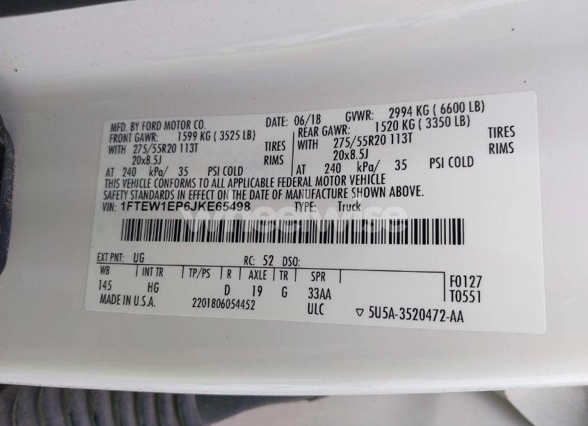 Photo 9 of 2018 Ford F-150 LARIAT (VIN 1FTEW1EP6JKE65498)