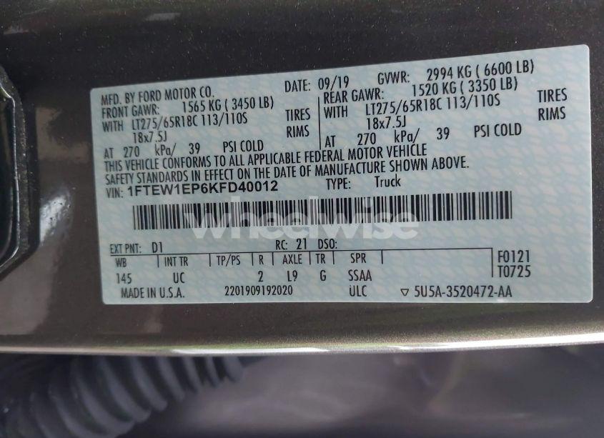 Photo 9 of 2019 Ford F-150 XLT (VIN 1FTEW1EP6KFD40012)