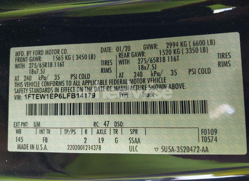 Photo 9 of 2020 Ford F-150 XLT (VIN 1FTEW1EP6LFB14179)