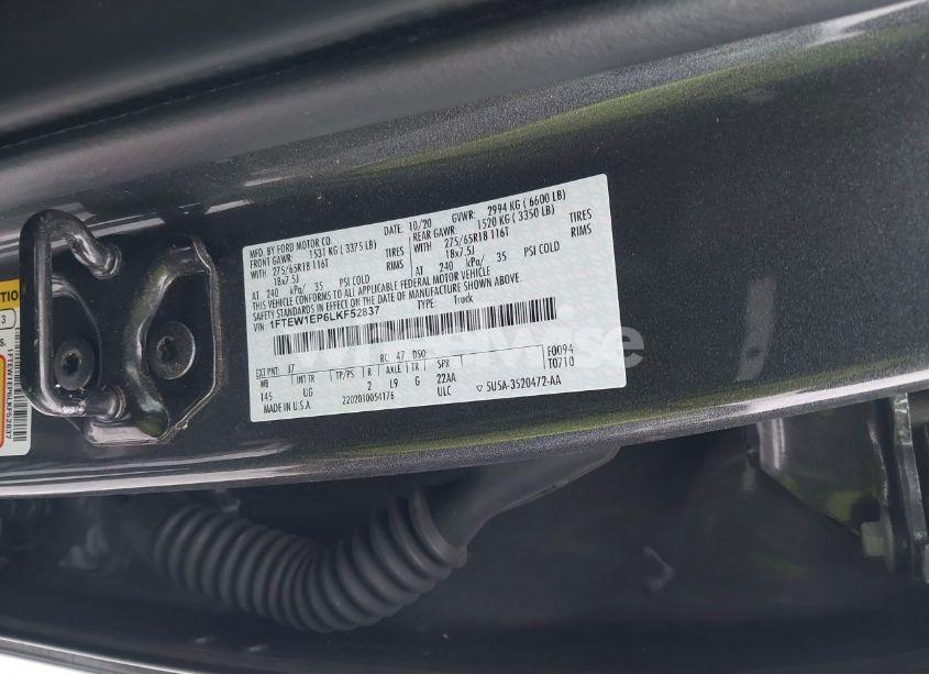 Photo 9 of 2020 Ford F-150 XLT (VIN 1FTEW1EP6LKF52837)