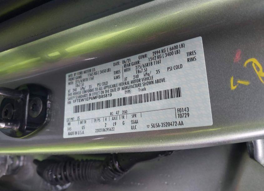 Photo 9 of 2021 Ford F-150 XLT (VIN 1FTEW1EP6MFB85819)