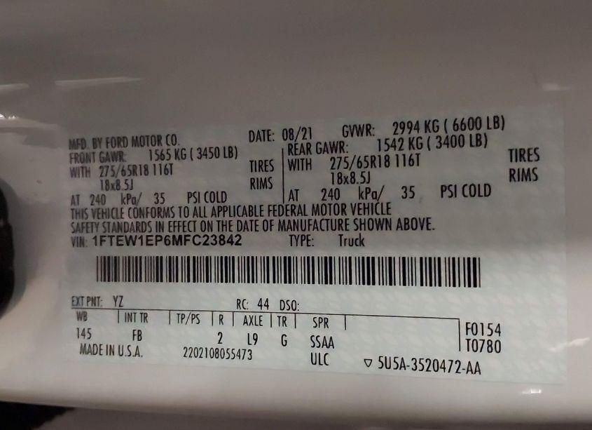 Photo 9 of 2021 Ford F-150 XLT (VIN 1FTEW1EP6MFC23842)