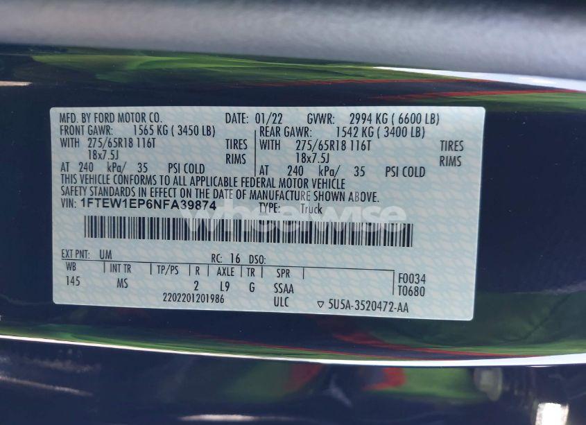 Photo 9 of 2022 Ford F-150 XLT (VIN 1FTEW1EP6NFA39874)