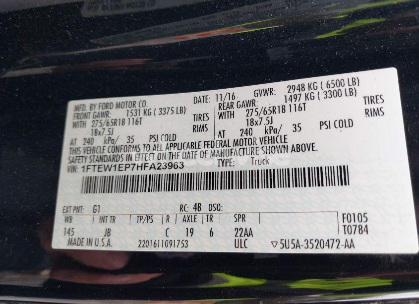 Photo 9 of 2017 Ford F-150 XLT (VIN 1FTEW1EP7HFA23963)