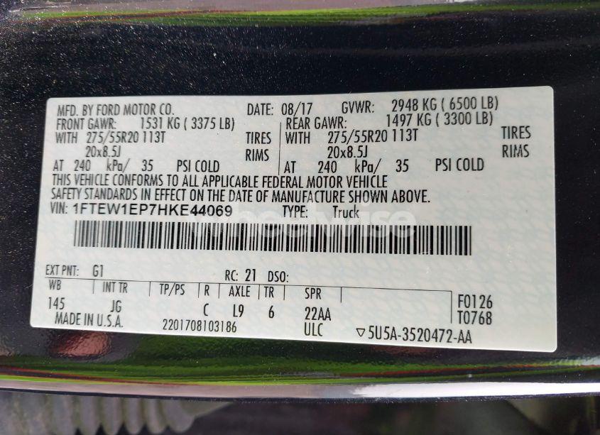 Photo 9 of 2017 Ford F-150 XL (VIN 1FTEW1EP7HKE44069)