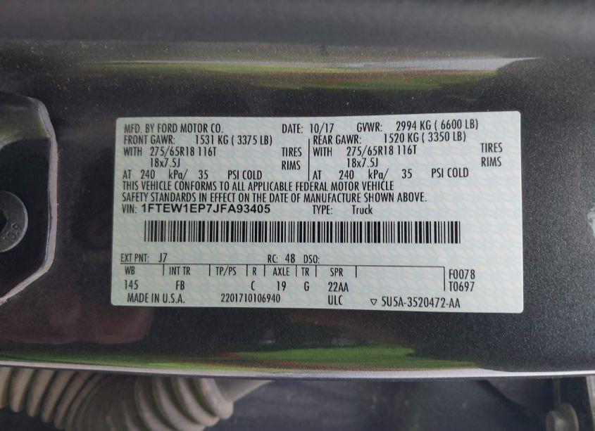 Photo 9 of 2018 Ford F-150 XLT (VIN 1FTEW1EP7JFA93405)