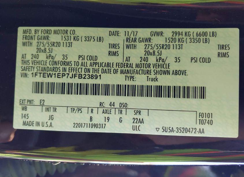 Photo 9 of 2018 Ford F-150 XL (VIN 1FTEW1EP7JFB23891)