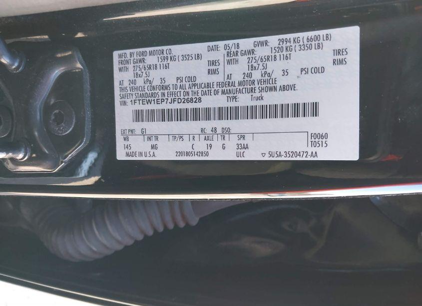 Photo 9 of 2018 Ford F-150 XLT (VIN 1FTEW1EP7JFD26828)